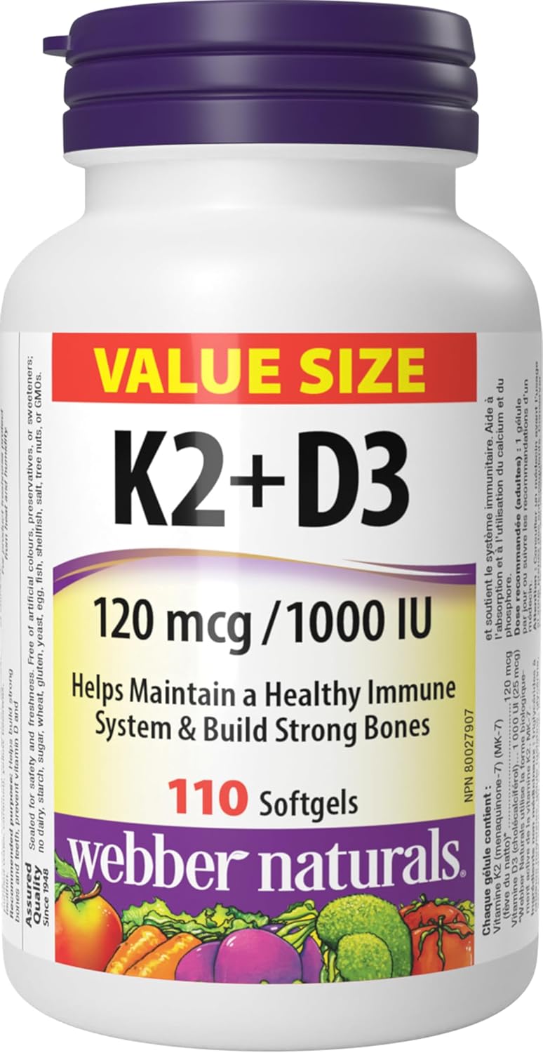 WEBBER VITAMIN K2 D3 120MCG 1000IU VALUE SIZE SOFTGELS 110 CAP